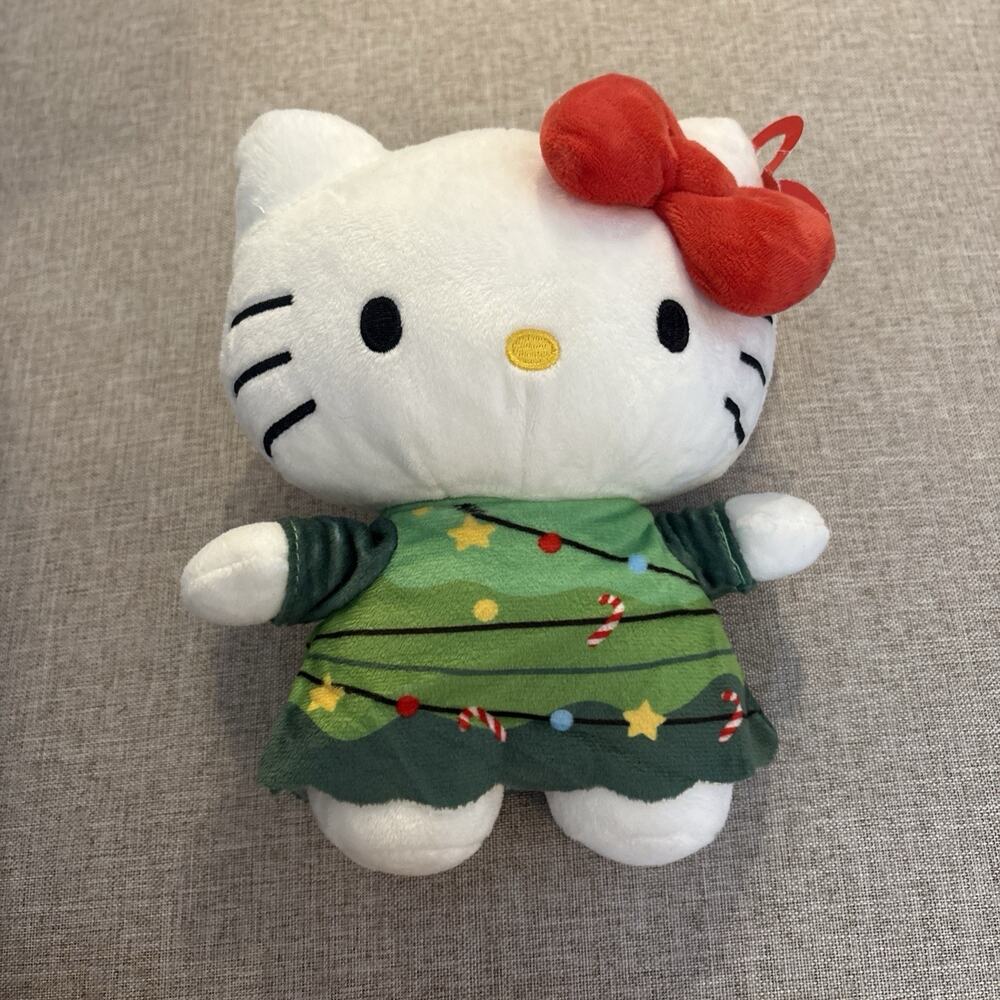 Hello Kitty Christmas Tree Dress Plush Stuffed Animal Holiday Sanrio Soft Toy